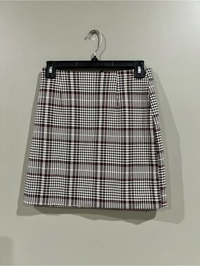 H&M Checked Mini Skirt in Black, White & Brown